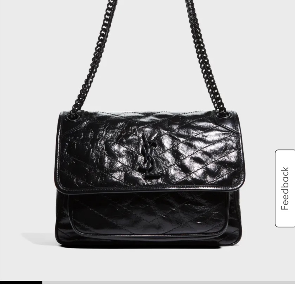 Yves Saint Laurent Glossy Black Shoulder Bag